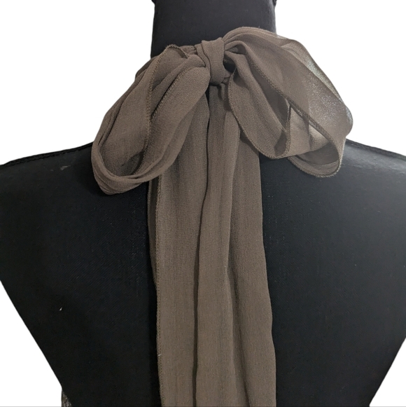 Hale Bob Silk Wool Layered Sheer Chiffon Halter Taupe Tank Top Size S - Picture 5 of 11